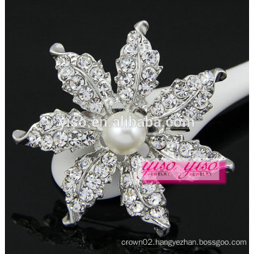 crystal leaf jewelry brooch